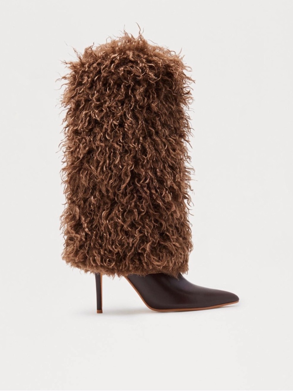 Faux Curly Shearling Knee Boot in BLACK Women’s